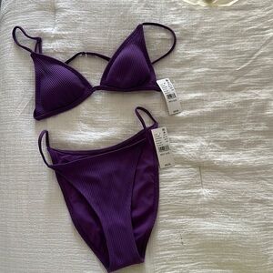 Purple Ribbed PacSun Bikini